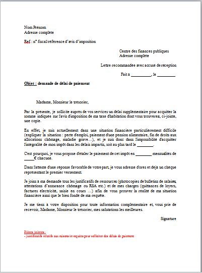 lettre de grace impot